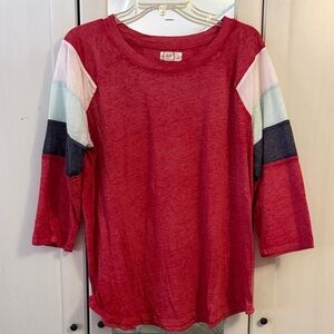 Colorblock Red Long Sleeve Top